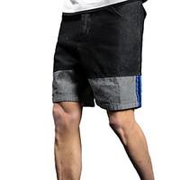 mens mid rise micro elastic shorts pants simple wide leg color block