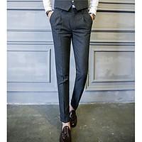 mens mid rise micro elastic business pants simple slim solid