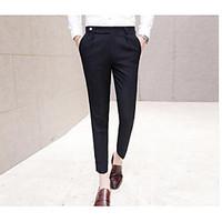 mens mid rise micro elastic business pants simple straight solid