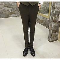 mens mid rise micro elastic business pants simple slim solid