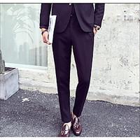 mens mid rise micro elastic business pants simple slim solid