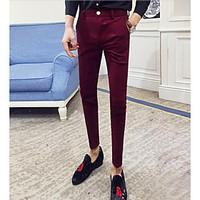 mens mid rise strenchy chinos pants simple skinny solid