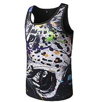 mens casualdaily simple tank top print round neck sleeveless cotton th ...