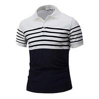 Men\'s Going out Casual/Daily Simple Summer T-shirt, Striped Round Neck Short Sleeve Rayon Thin
