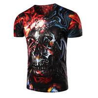 Men\'s Casual/Daily Punk Gothic Summer T-shirt, Print Round Neck Short Sleeve Rayon Thin