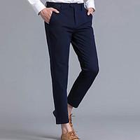 mens mid rise micro elastic skinny suit pants simple slim solid