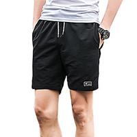 Men\'s Mid Rise Micro-elastic Shorts Pants, Street chic Simple Straight Solid