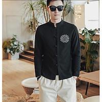 mens other daily casual chinoiserie spring fall shirt floral stand lon ...