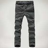 Men\'s Mid Rise Micro-elastic Chinos Sweatpants Pants, Active Simple Slim Harem Solid