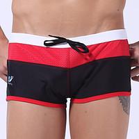 Men\'s Straped Swimwear Bottoms Lace Up Nylon Spandex Color Block