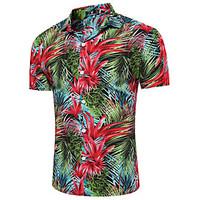 Men\'s Going out Casual/Daily Work Vintage Street chic Summer Fall ShirtFloral Shirt Collar Short Sleeve Cotton Acrylic Medium 916679-80