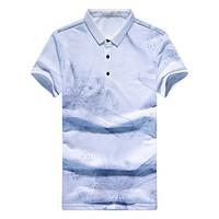 Men\'s Plus Size Casual/Daily Sports Simple Cute Street chic Spring Summer Polo, Solid Striped Classic Collar Short Sleeve CottonThin