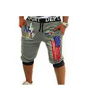 mens mid rise micro elastic shorts pants simple loose print