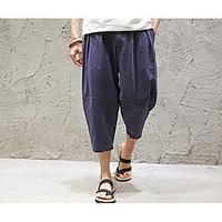 mens mid rise micro elastic chinos pants street chic harem solid