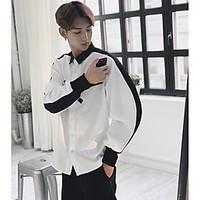 mens casualdaily simple shirt print shirt collar long sleeve polyester