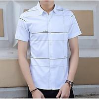 Men\'s Casual/Daily Simple Shirt, Solid Shirt Collar Short Sleeve Cotton