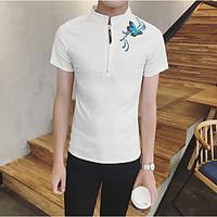 mens casualdaily simple t shirt solid shirt collar short sleeve rayon