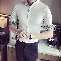 mens casualdaily simple shirt solid shirt collar length sleeve rayon