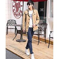 mens going out casualdaily simple street chic spring trench coat solid ...