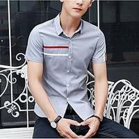 mens casualdaily simple shirt solid classic collar short sleeve cotton