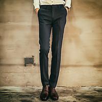 mens mid rise strenchy business pants simple straight solid