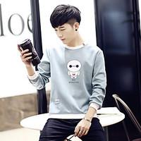 mens casualdaily simple sweatshirt solid round neck strenchy cotton lo ...