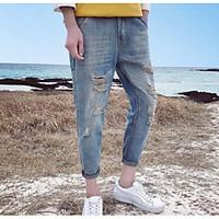 mens mid rise inelastic jeans pants simple slim solid