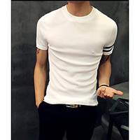 Men\'s Casual/Daily Simple Spring Summer T-shirt, Patchwork Round Neck Short Sleeve Cotton Thin