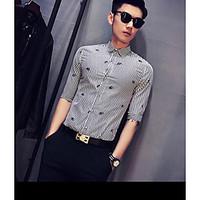 mens casualdaily simple summer shirt striped shirt collar length sleev ...