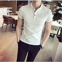 Men\'s Casual/Daily Simple Summer Shirt, Solid Shirt Collar Short Sleeve Cotton Opaque
