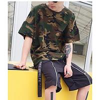 mens casualdaily simple spring summer t shirt print patchwork round ne ...