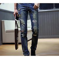 mens mid rise micro elastic loose pants street chic simple loose slim  ...