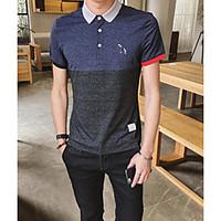 Men\'s Casual/Daily Simple Spring Summer Shirt, Patchwork Shirt Collar Short Sleeve Others Thin
