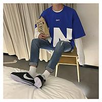 mens casualdaily simple summer t shirt solid letter round neck short s ...