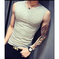 Men\'s Casual/Daily Simple Summer Tank Top, Solid Round Neck Sleeveless Cotton Thin