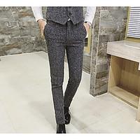 mens mid rise micro elastic business pants simple slim polka dot