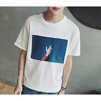 mens casualdaily simple t shirt print round neck short sleeve cotton t ...