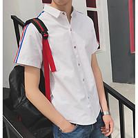 Men\'s Casual/Daily Simple Shirt, Print Shirt Collar Short Sleeve Cotton Thin