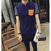 mens party street chic polo color block stand short sleeve others