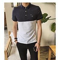 mens casualdaily simple summer shirt print shirt collar short sleeve c ...