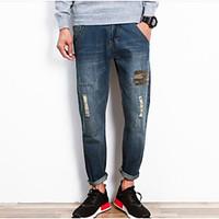 mens mid rise inelastic jeans pants simple slim solid