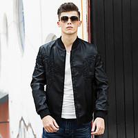 mens casualdaily simple spring fall jacket solid round neck long sleev ...