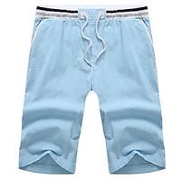 mens mid rise micro elastic shorts pants simple straight solid