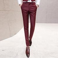 mens mid rise micro elastic business pants simple slim striped