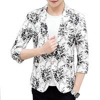 Men\'s Casual/Daily Work Simple Spring Fall BlazerFloral V Neck Regular Cotton Polyester k478-1