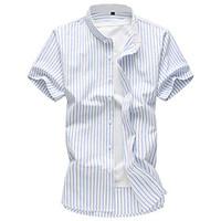 Men\'s Casual/Daily Beach Simple Active Summer Shirt, Floral Shirt Collar Short Sleeve Cotton Rayon Thin