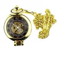 Men\'s Mechanical Gold Skeleton Alloy Pocket Watch Cool Watch Unique Watch