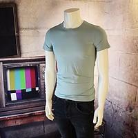 mens casualdaily simple active t shirt solid round neck short sleeve c ...