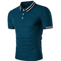 Men\'s Casual/Daily Street chic Polo, Striped Shirt Collar Short Sleeve Polyester