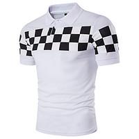 Men\'s Casual/Daily Street chic Polo, Striped Shirt Collar Short Sleeve Polyester